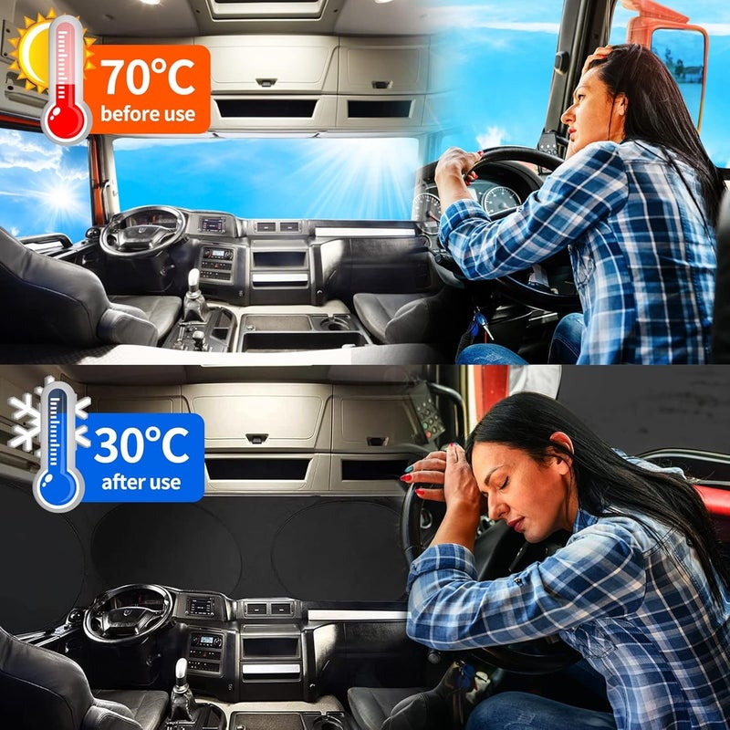 WIILGN Semi-Truck Sun Shade for Windshield and Side Window | 300T High Density UV Protection Sunshade Reflects 98% UV,Semi Trucks Shade Accessories,Best for Semi, Commercial, RV & Big Truck - Image 3